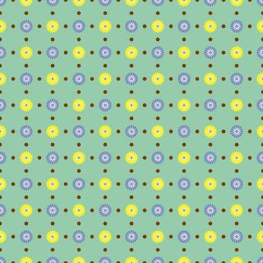 Pastel yeşil arka plan üzerinde hassas bahar çiçekleri ile Seamless Modeli