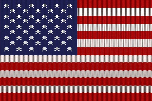 Flag United States America Vector Knitted Woolen Texture Knitted Flag — Stock Vector