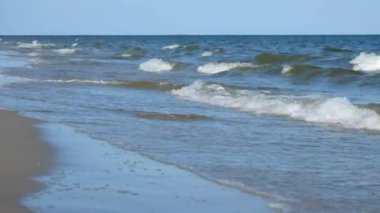 Deniz sörfü. Deniz dalgaları kumlu kıyıya doğru akıyordu. Karadeniz