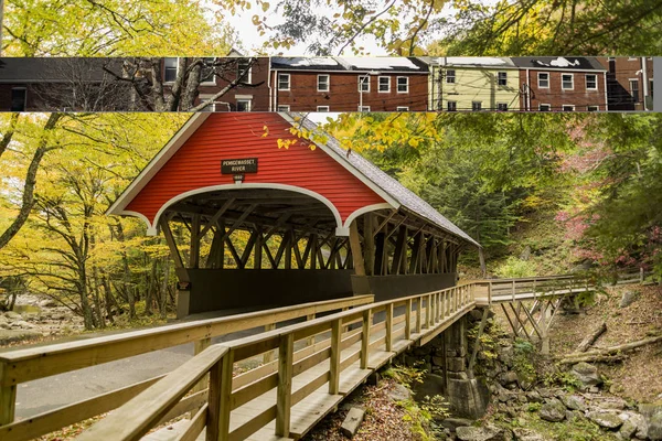 Pont couvert sur la rivière Pemigewasset — Photo