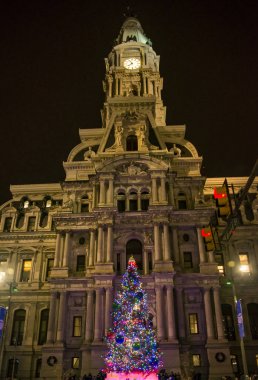 Philadelphia city hall gece, Pennsylvania ABD tarafından