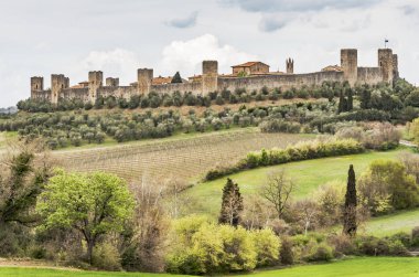 Monteriggioni Siena, Toskana, İtalya yanındaki kale