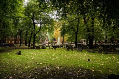 Boston Common's burial ground, historical figures from American Revolution, in Boston MA, USA clipart