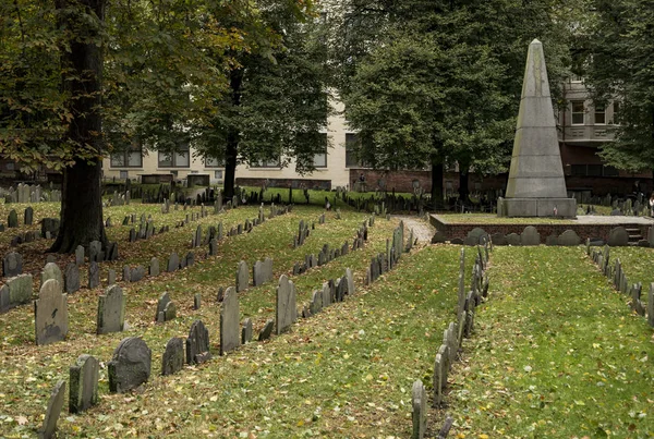 Boston Common\'s burial ground, historical figures from American Revolution, in Boston MA, USA