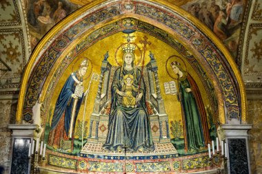 Mosaic of Basilica of Santa Restituta in Cathedral Duomo di San Gennaro, Naples, Italy clipart