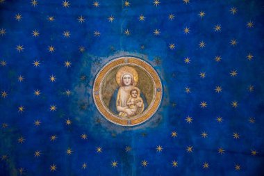 PADUA, ITALY - JULY 2, 2017: marble imitation in Scrovegni Chapel Cappella degli Scrovegni, Arena Chapel . The church contains a fresco cycle by Giotto, completed about 1305. clipart