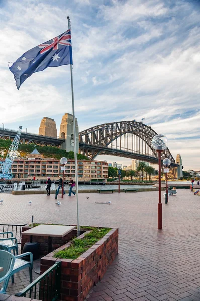 Kilátás Sydney Harbour Bridge Öbölben Ausztrália — Stock Fotó