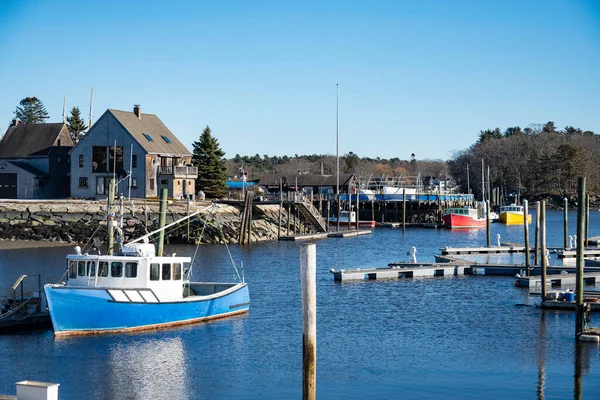 Szép Kilátás Nyílik Kis Kikötőben Falvakban Elbunport Maine Usa — Stock Fotó