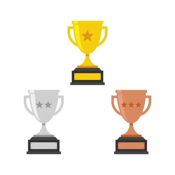 Gold, Silver and Bronze Trophy Cup. — Stock Vector