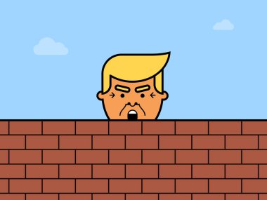 Donald Trump arkasında bir tuğla duvar