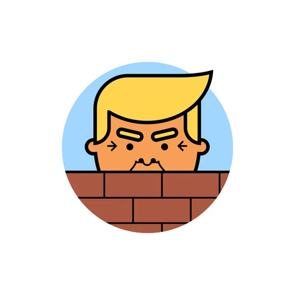 Donald Trump detrás de un muro de ladrillo — Vector de stock