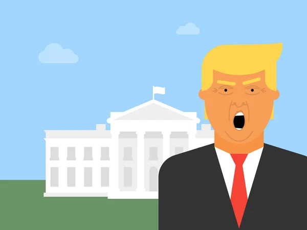 Donald Trump et la Maison Blanche — Image vectorielle