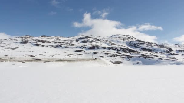 Winter Road Norwegia Dilihat Dari Drone — Stok Video