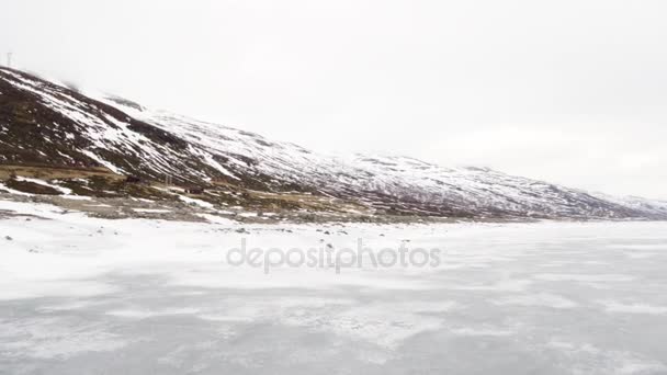 Frozen Lake Seen Drone Norway — Stock Video