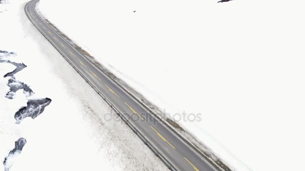 Coche Carretera Durante Invierno Noruega — Vídeos de Stock