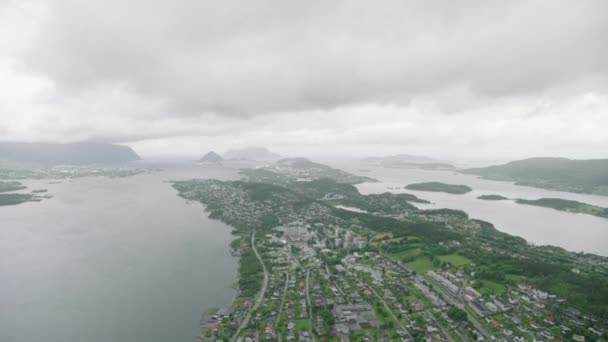 Norweski Zachód Wybrzeża Miasta Ålesund — Wideo stockowe