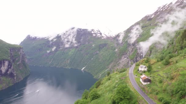 Norwegian Fjord Geiranger West Coast — Stock Video