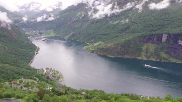 Fjord Geiranger Noruego Costa Oeste — Vídeo de stock