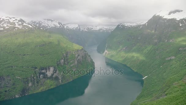 Norský Fjord Geiranger Západním Pobřeží — Stock video