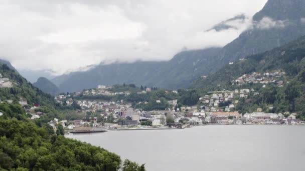 Norwegian Town Odda Costa Oeste — Vídeo de Stock