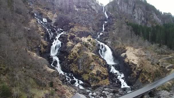 Cachoeira Latefossen Noruega — Vídeo de Stock