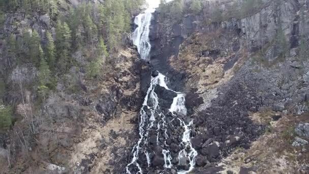 Latefossen Waterfall Norway — Stock Video