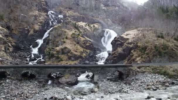 Cachoeira Laatefoss Noruega — Vídeo de Stock