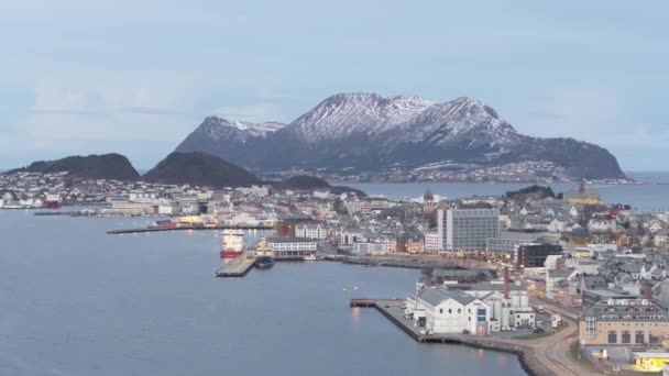 Норвезька Aalesund Місто Західної Норвегії — стокове відео