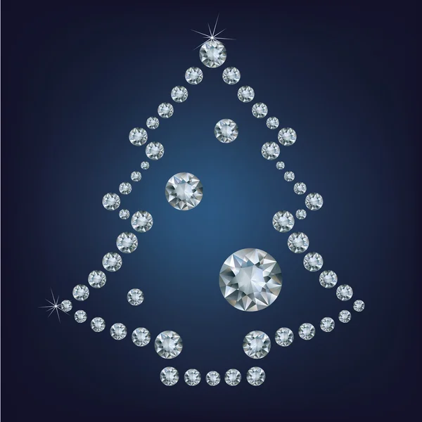 Árvore de Natal feita de um monte de diamantes — Vetor de Stock