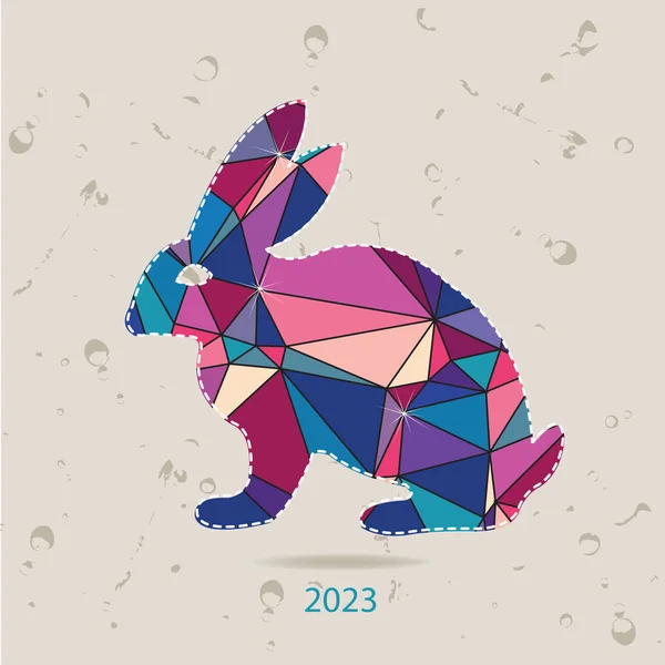 与兔 2023年新年卡制作的三角形 — 图库矢量图片