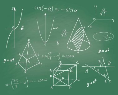 Matematik - geometrik şekiller ve okul yönetimi ifadeler skeçler