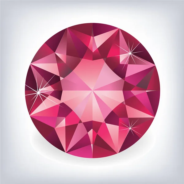 Briljante glanzende ruby op grijze achtergrond. — Stockvector