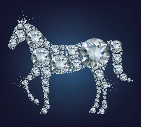 Feliz ano novo 2026 cartão criativo com cavalo fez um monte de diamantes — Vetor de Stock