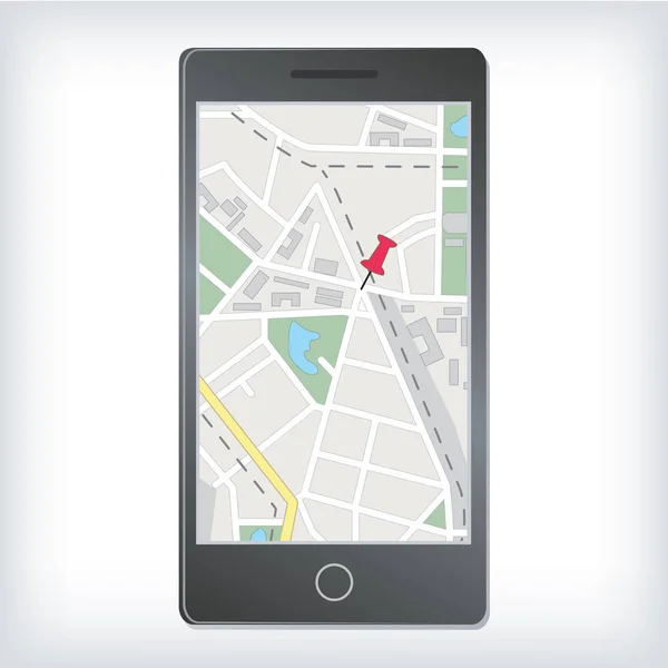 Navigazione GPS mobile con mappa — Vettoriale Stock