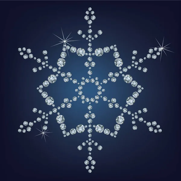 Snowflake made a lot of from diamonds. — Stock Vector