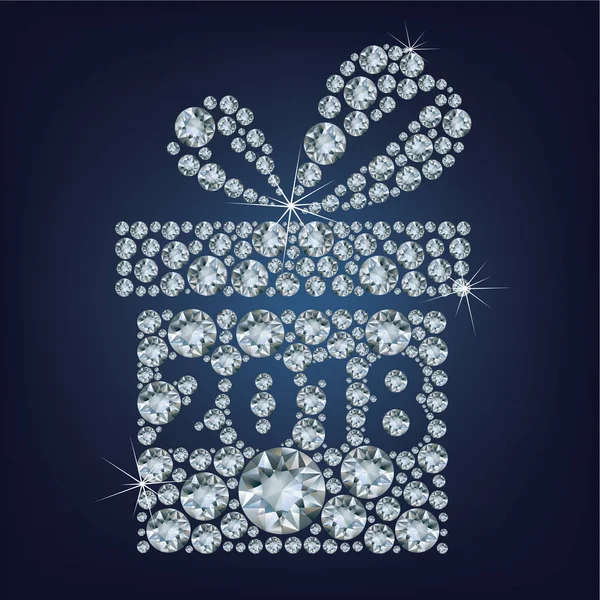 Regalo presente con 2018 hizo un montón de diamantes — Archivo Imágenes Vectoriales