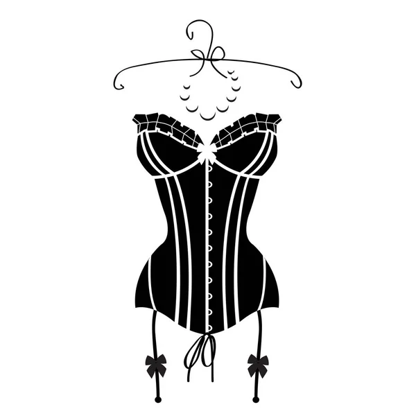 Sexy corsé vintage negro de la señora — Archivo Imágenes Vectoriales