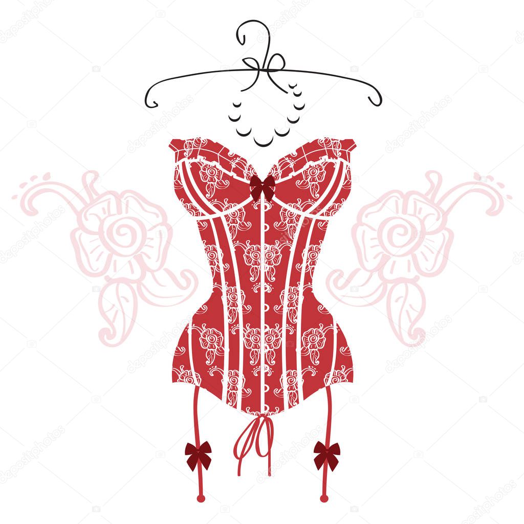 Lady's sexy red vintage corset