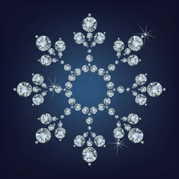 Fiocco di neve fatto un sacco di dai diamanti. — Vettoriale Stock