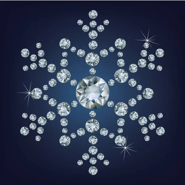 Снежинка, сделал много от алмазов. — стоковый вектор