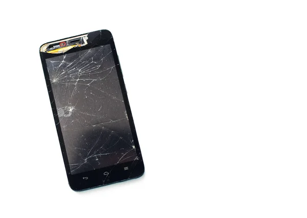 智能手机与破碎的屏幕 — 图库照片