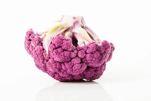 Фіолетова Цвітна Капуста Білому Тлі Зверху Вниз — стокове фото