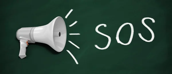 SOS written on blackboard — Stock Photo, Image