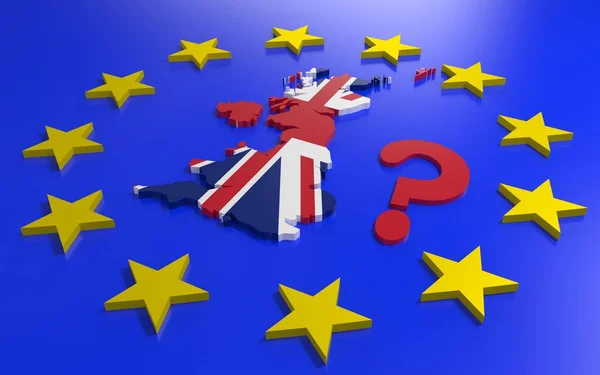Mapa Velké Británie s vlajky a hvězdy, Eu — Stock fotografie