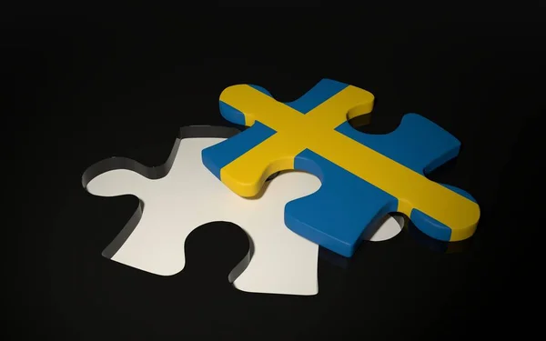 Pieza de rompecabezas de bandera sueca - Bandera de Suecia . —  Fotos de Stock