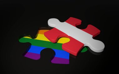 Bir bulmaca parçası gibi LGBT ve Avusturya bayrağı.