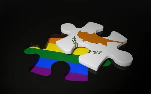 LGBT y Cyprus Flag como una pieza de rompecabezas . — Foto de Stock