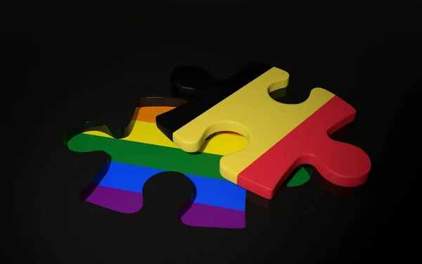 LGBT en België vlag als een puzzel stuk. — Stockfoto