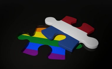 LGBT ve Netherkands bayrak bir bulmaca parçası gibi.