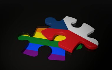 Bir bulmaca parçası gibi LGBT ve Çek Cumhuriyeti bayrağı.
